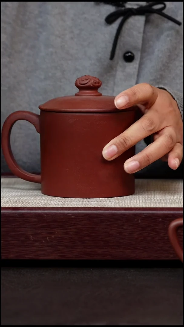 茶杯紫砂紫泥龙玺