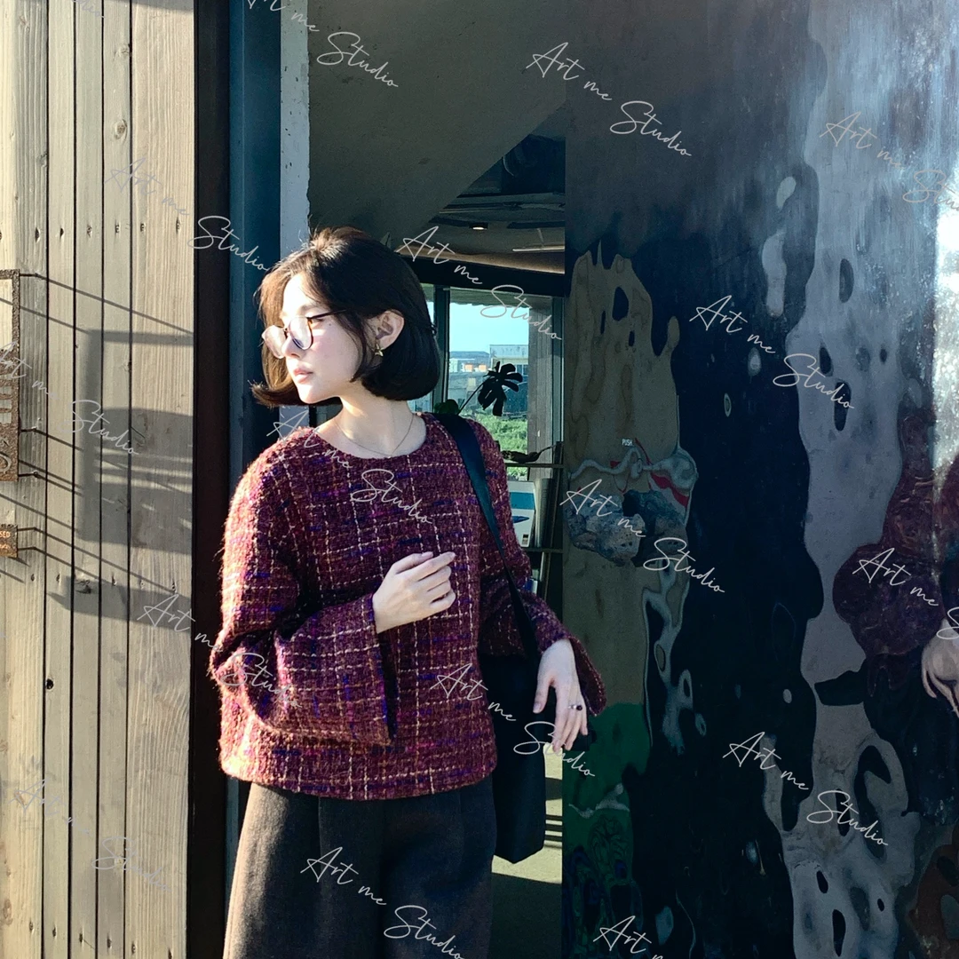 3姐【ART ME】栗子可可高级感粗花呢编织调性小香上衣  0927w1819l1