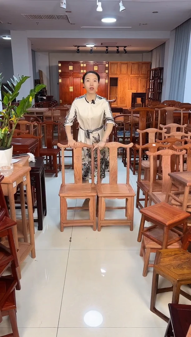 花梨木类家具一对白胚小巴花小官帽椅