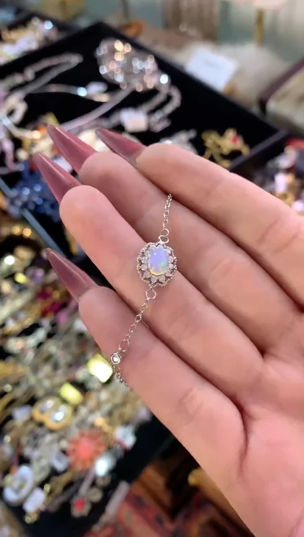 【闪购商品】欧泊手链银S925镶嵌楚楚中古珠宝甄选不退换