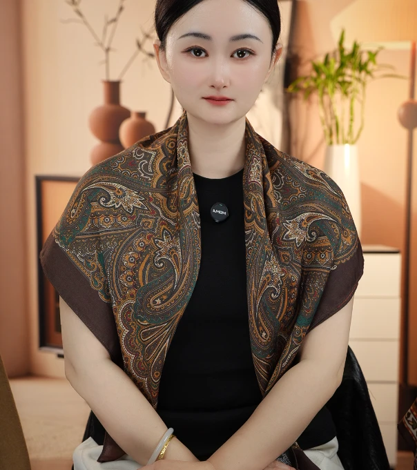 K（绿扣）【复古焦糖】-P12 时尚丝毛双面异色85*85围巾方巾百搭