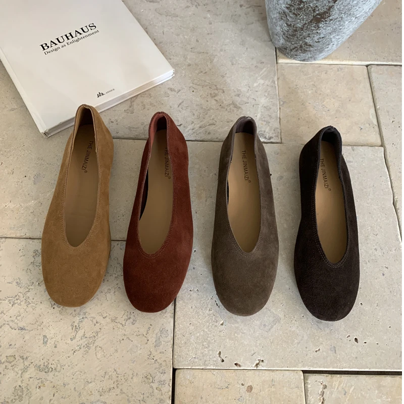 17-6真皮手工皮鞋女士单鞋圆头平底新款浅口奶奶鞋豆豆鞋懒人瓢鞋