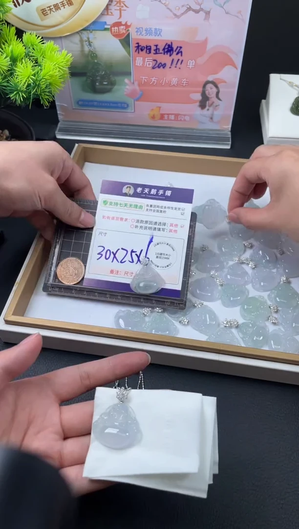 翡翠挂件18K金镶嵌佛公FL19配银链/多样性发其一CP