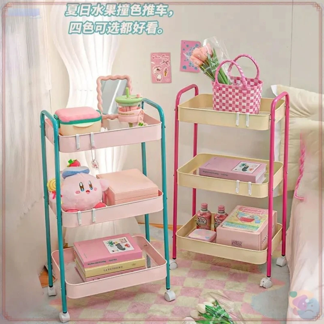 【线下同款】储物架零食整理架客厅3层内销阳台置物架小推车可移动