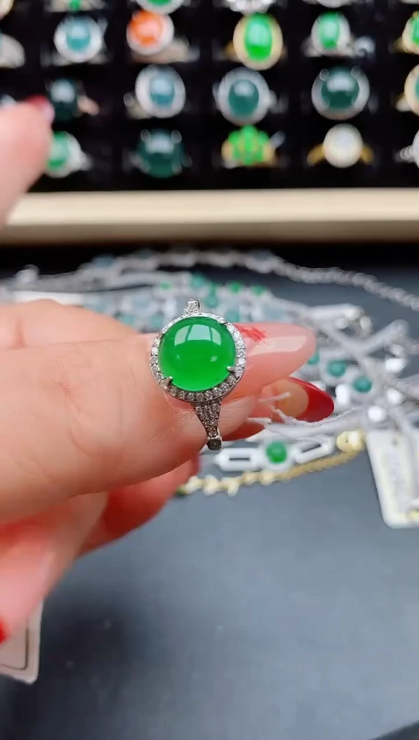 【闪购商品】翡翠戒指银S925镶嵌085850
