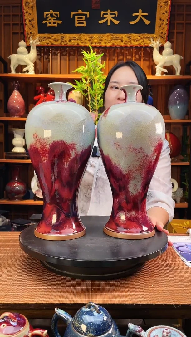 摆件大宋官窑【梅瓶一对】梅柳渡江春