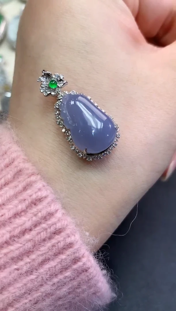 【闪购商品】翡翠颈饰18K金镶嵌B86   紫货有色差