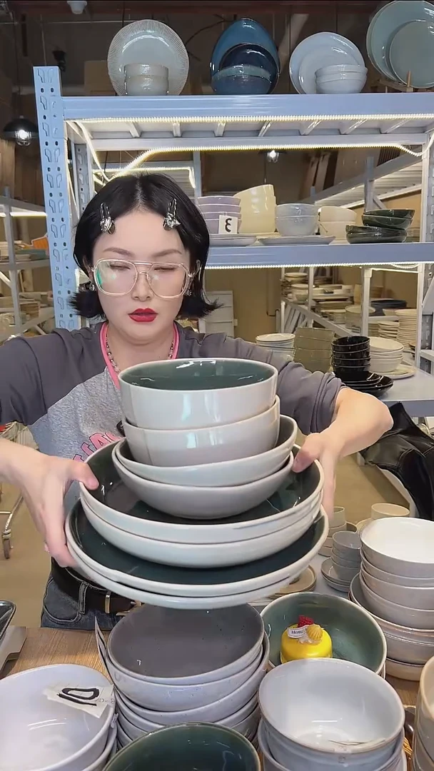 瓷51外贸尾货高温釉下彩陶瓷餐具默认微瑕