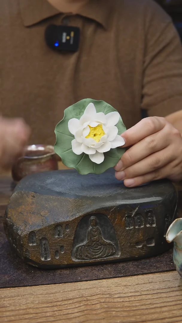 甘石陶艺开播福利白莲花香插手同