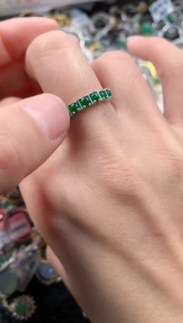 银S925镶嵌戒指翡翠222    6
