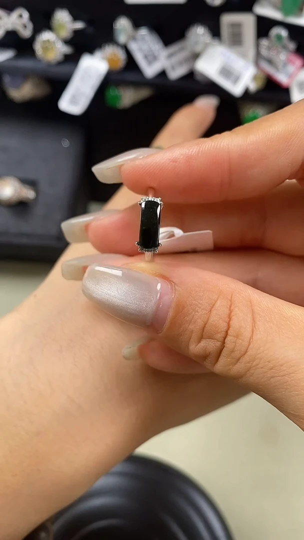 翡翠戒指银S925镶嵌1062