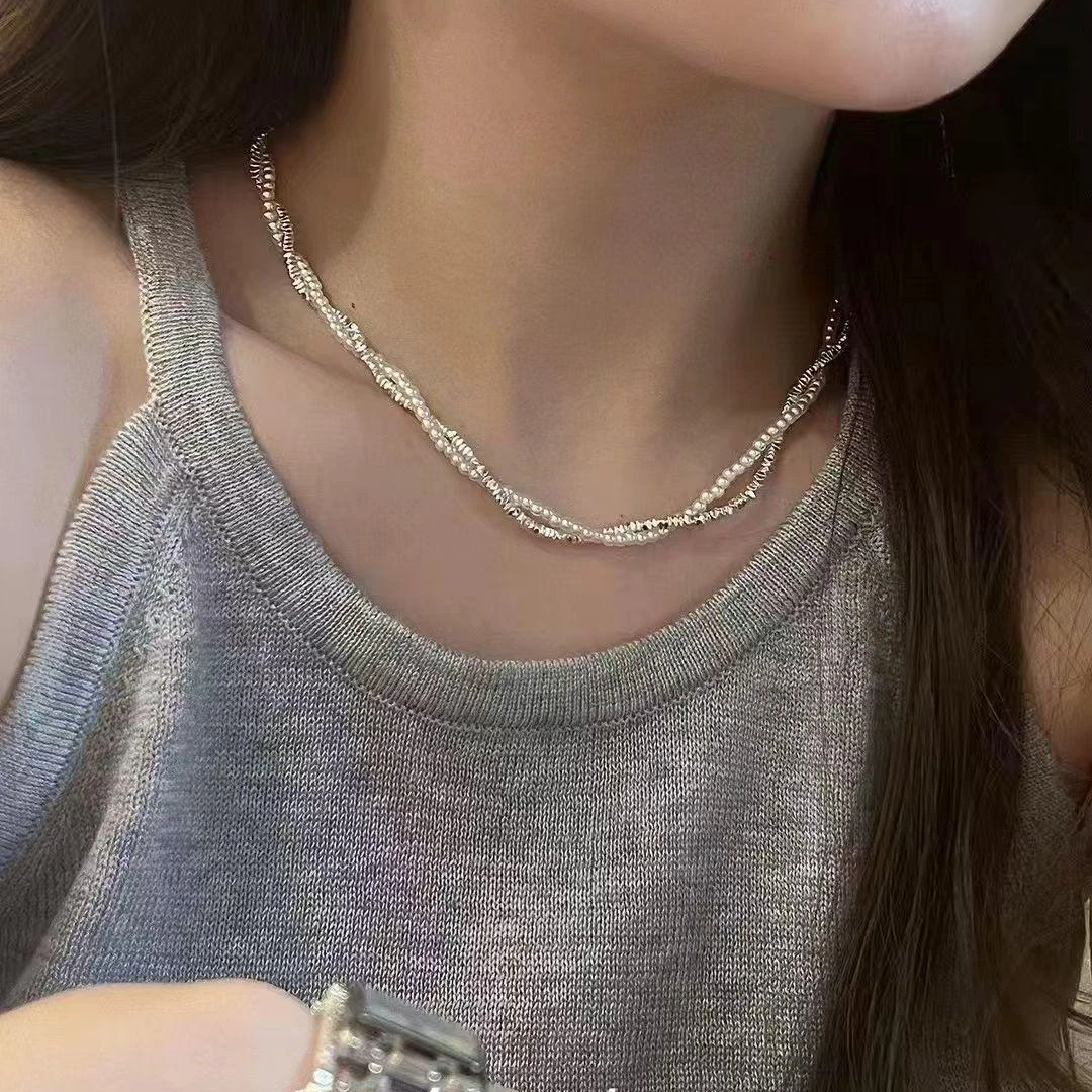 吊坠足银 足银碎银麻花项链 269