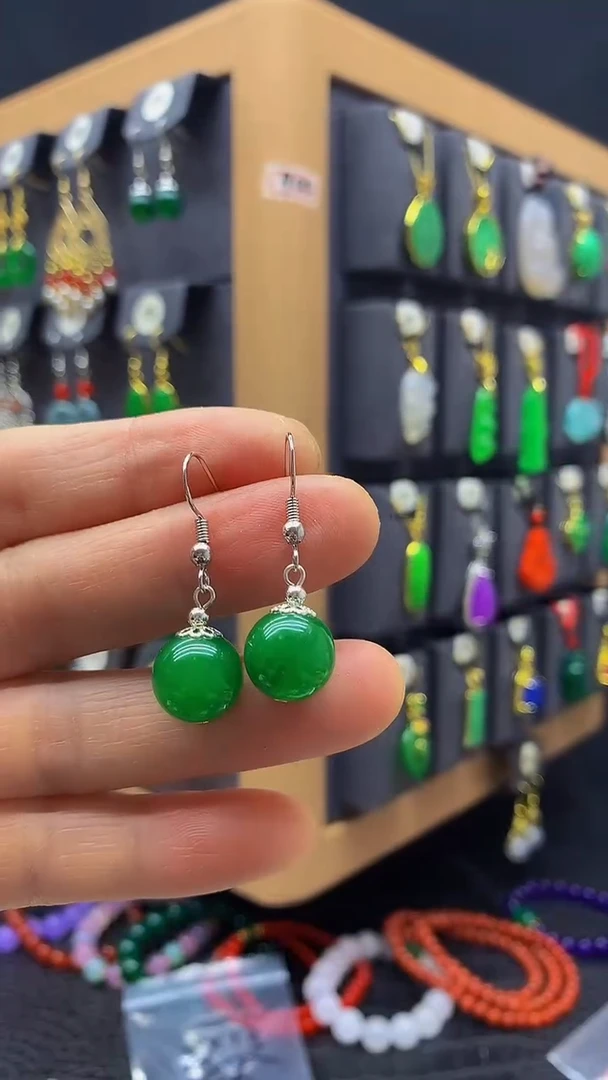 【闪购商品】玛瑙/玉髓耳环银S925镶嵌耳饰