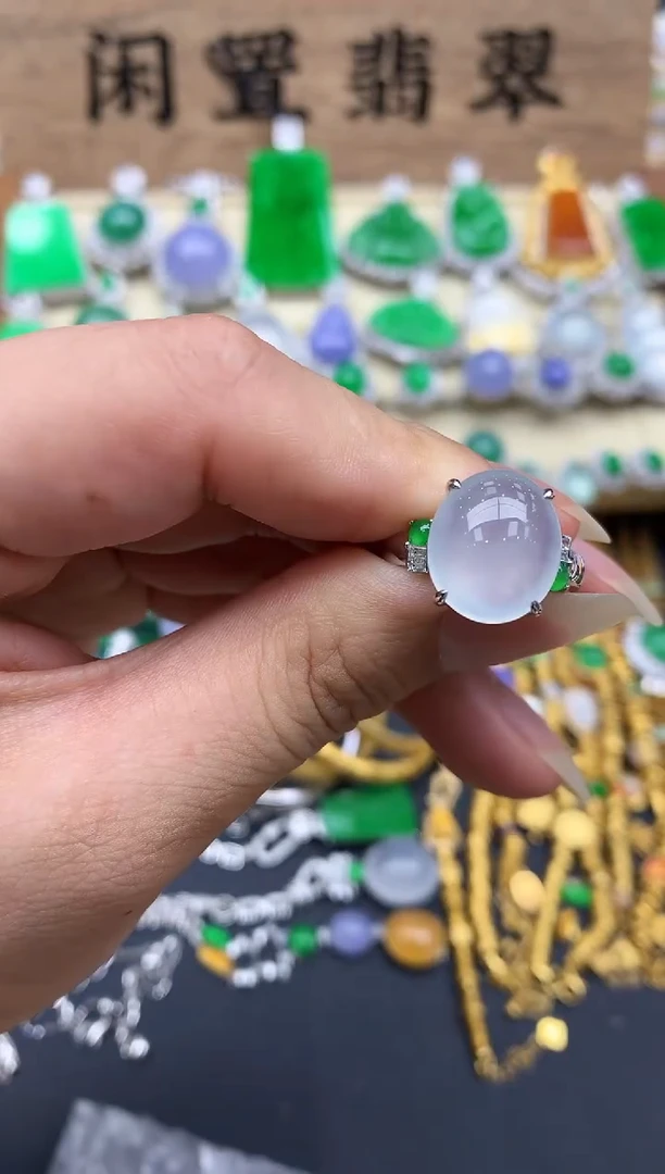 翡翠戒指18K金镶嵌524-春日珠宝