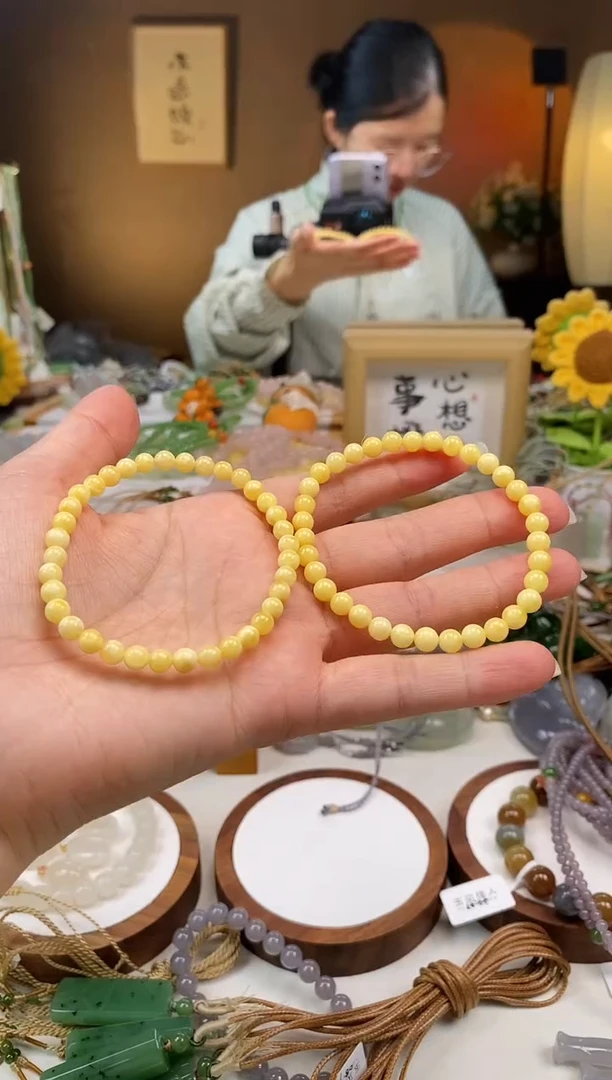 手链蜜蜡未镶嵌卡5.5左右蜜蜡手串多样性发一