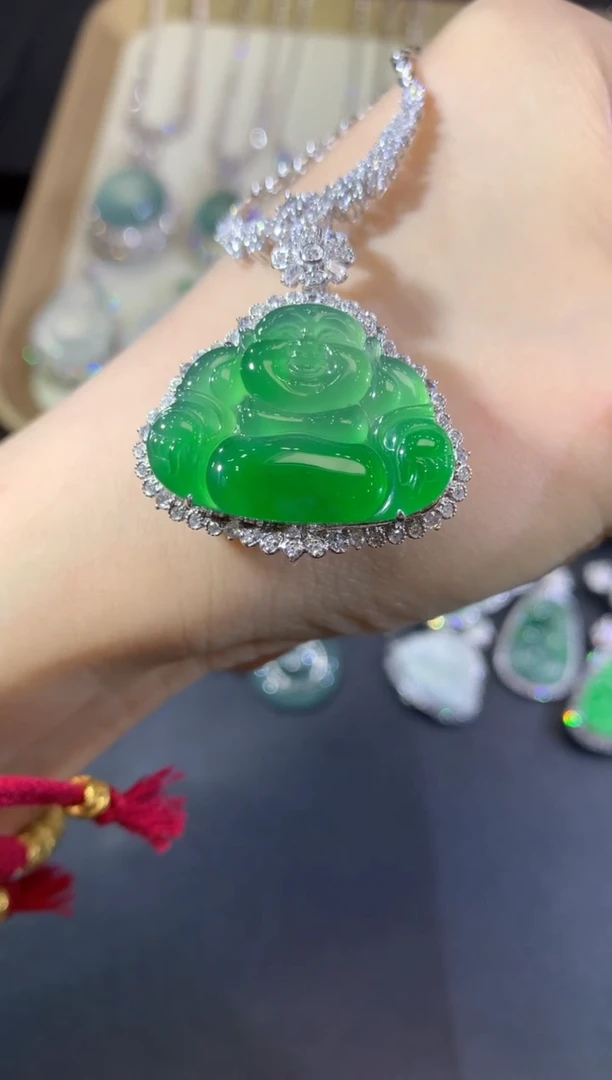 吊坠(不含链)18K金镶嵌翡翠101-佛公（多样性发货一件（不含链扣