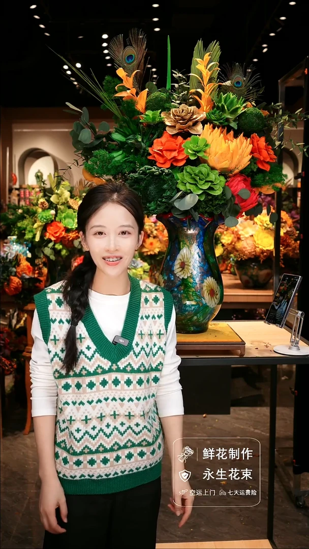 手工艺品琉璃手工花器花束空运包邮送货上门-以图片为准