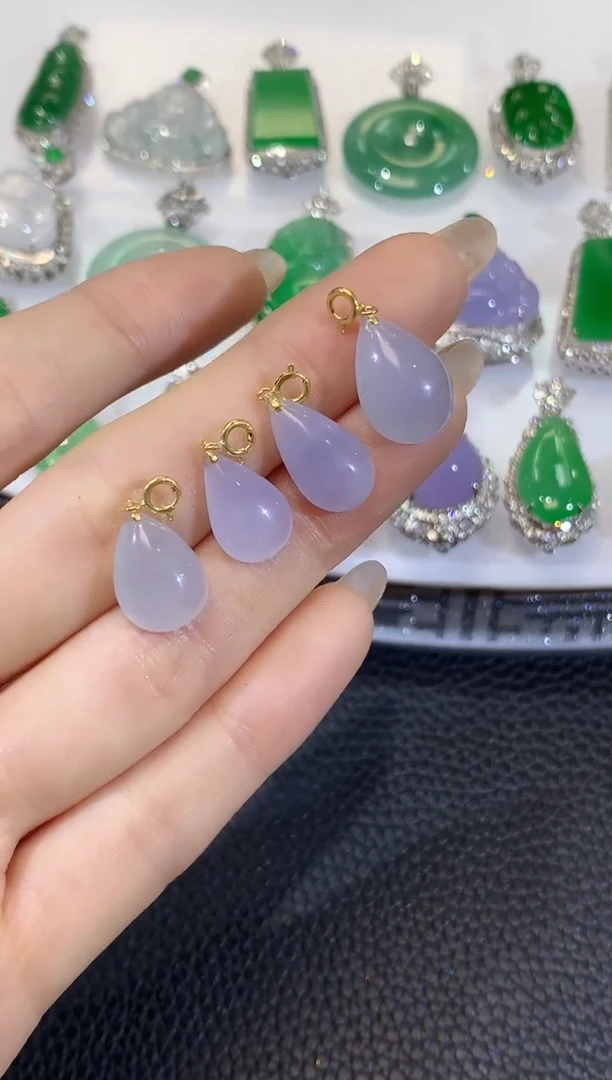 翡翠18K金镶嵌吊坠(不含链)Z3   紫货有一定色差多样性发一件