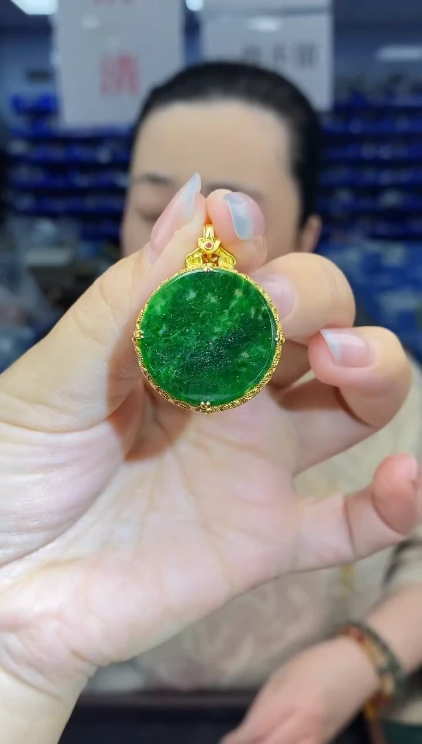 吊坠(不含链)银S925镶嵌翡翠DZ3609