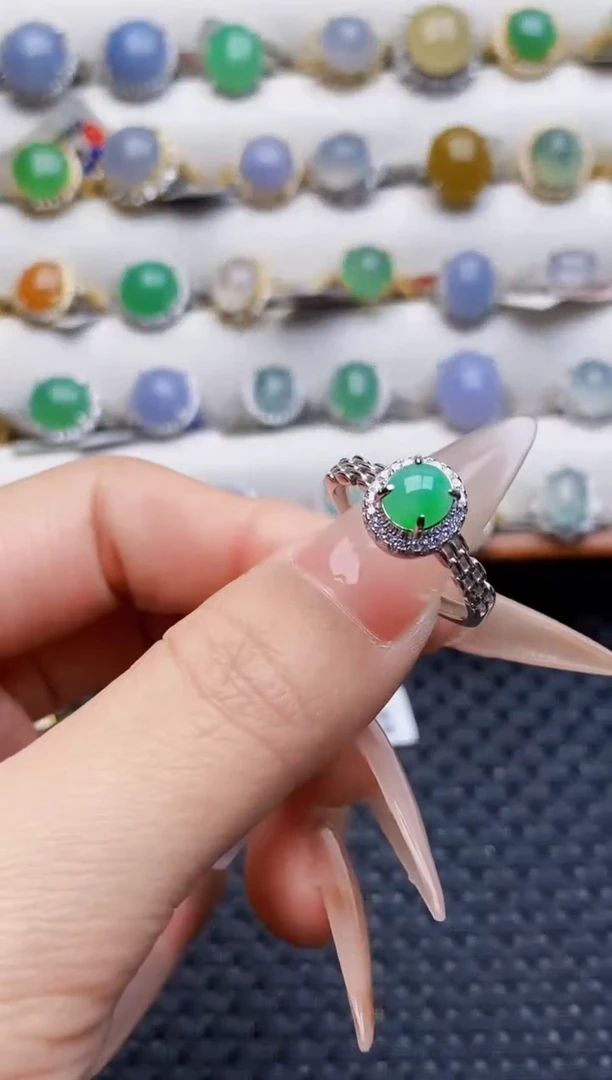 银S925镶嵌戒指翡翠2246