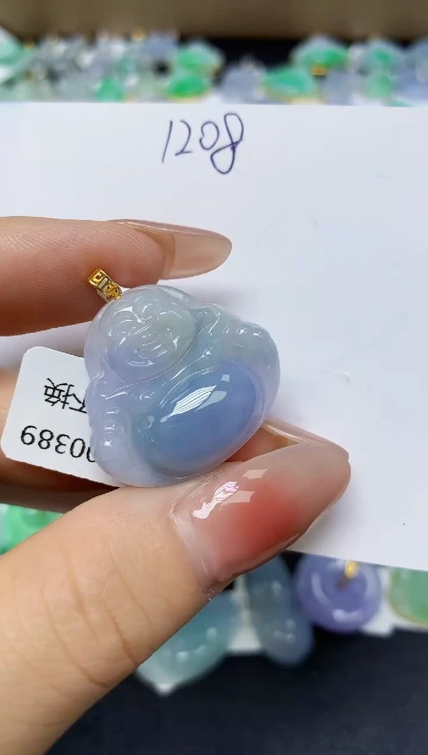 翡翠18K金镶嵌颈饰 天然缅甸翡翠A货