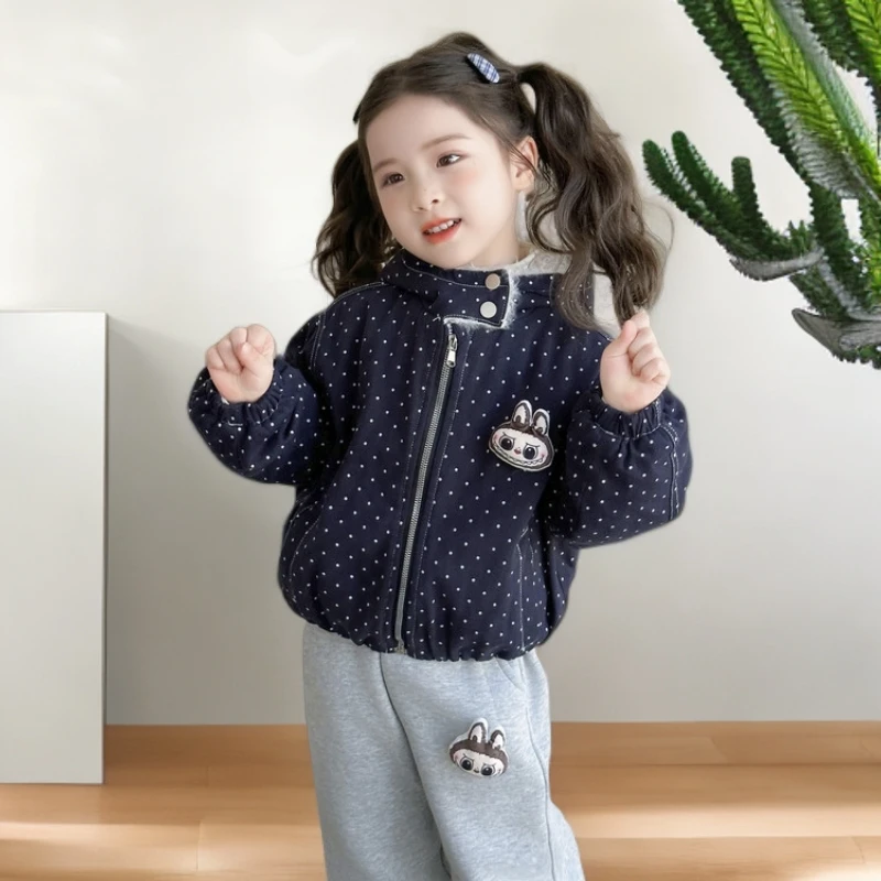 女童冬装外套百搭洋气韩版儿童时尚牛仔休闲夹克宝宝小童保暖加厚