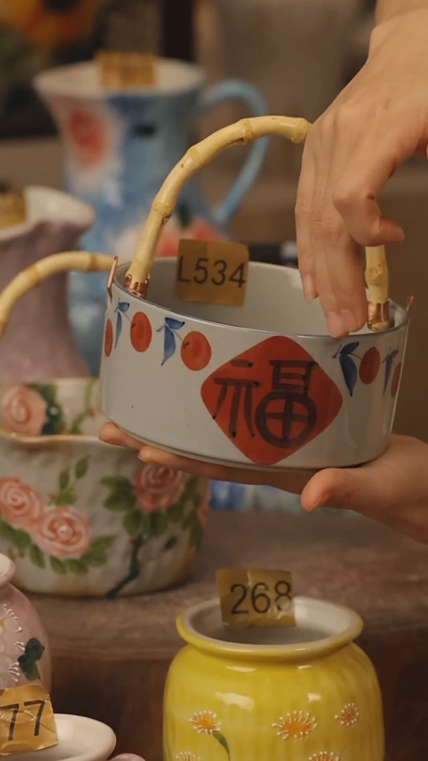 陶瓷景德镇设计师手作花器摆件侘寂风@ML534@