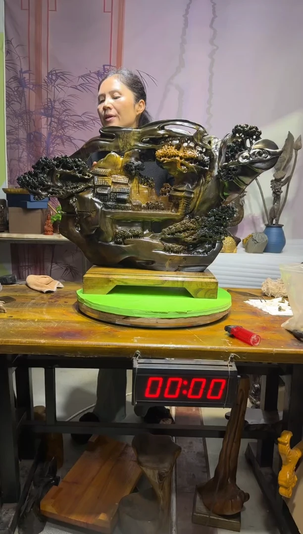 金丝楠戰*魂金丝楠木阴沉摆件