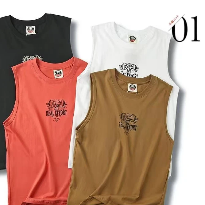 【男装~~88528-473】男士圆领多色无袖短袖T恤