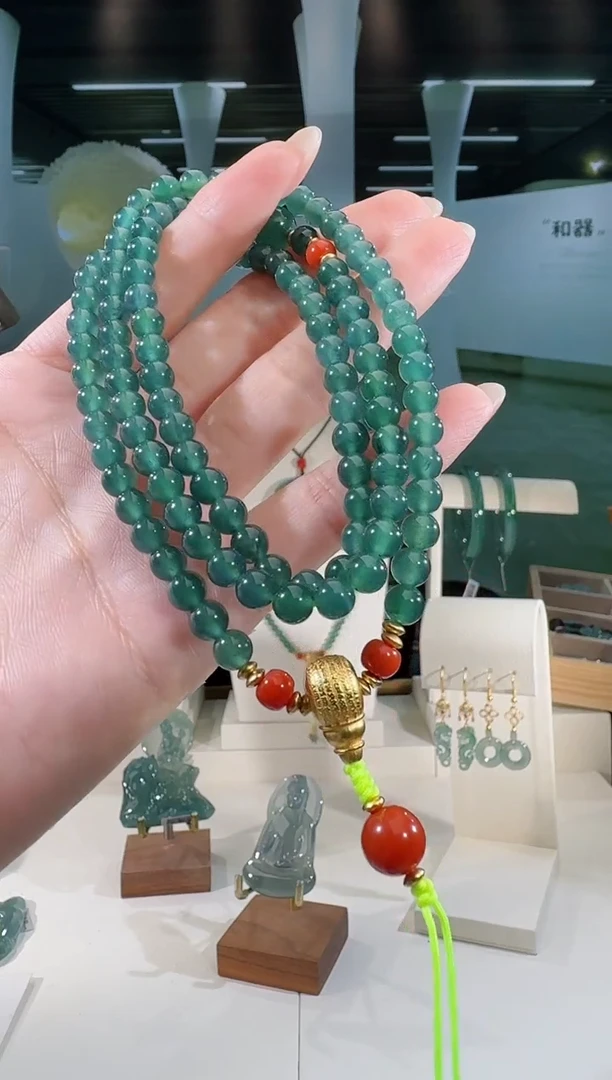 翡翠银S925镶嵌项链长串多样性发一