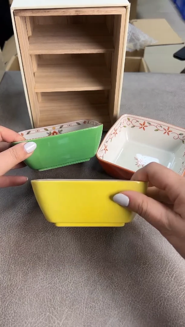 橘吉 三钵 原盒 皮小桃瓷器 都是大漂亮