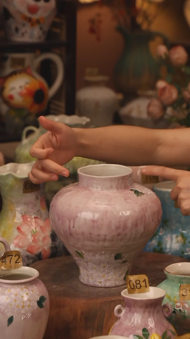 陶瓷523景德镇设计师手作花器摆件侘寂风