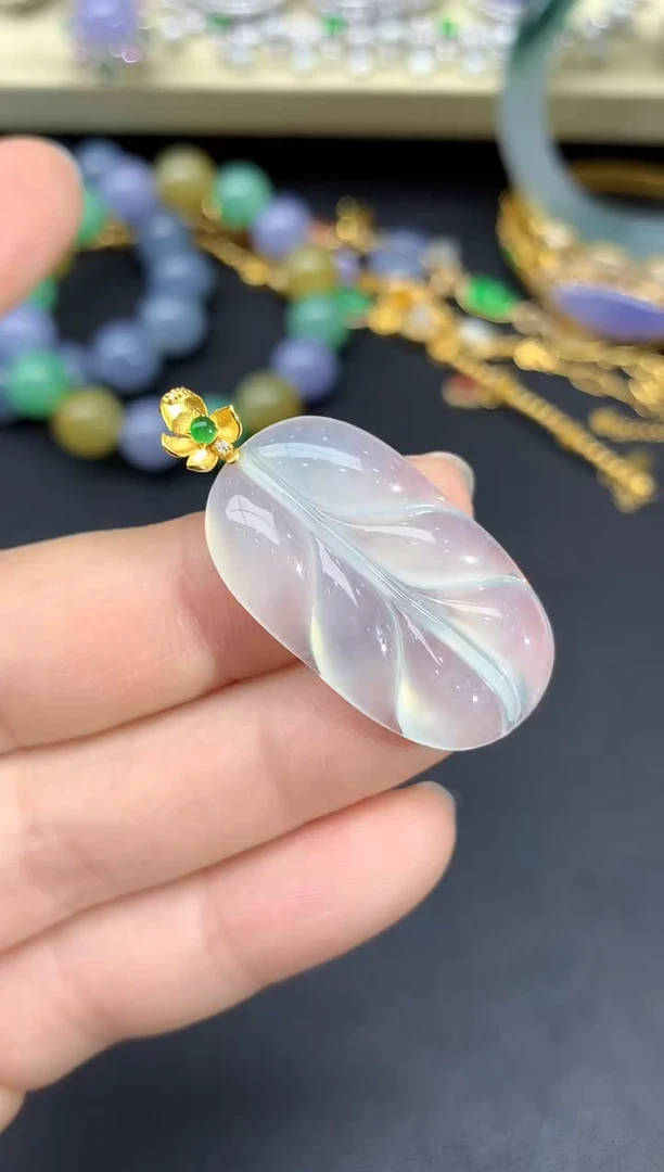 颈饰18K金镶嵌翡翠282-雪姐翡翠天天见