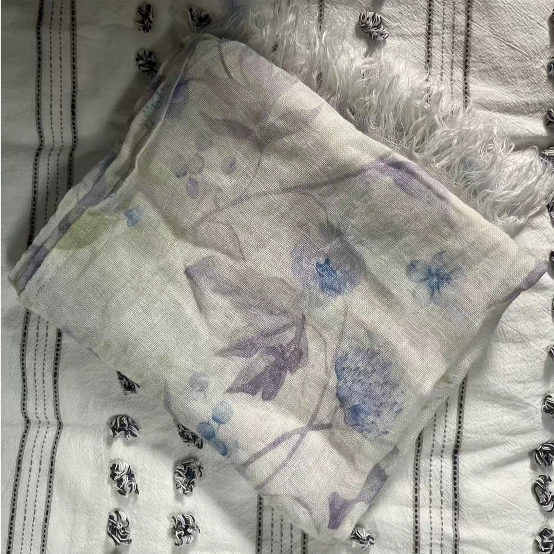 (清货）外贸原单 汉麻印花围巾流苏时尚
