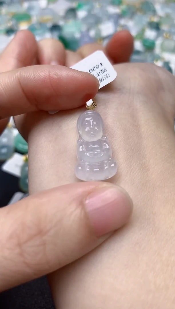 颈饰18K金镶嵌翡翠天然缅甸A货翡翠