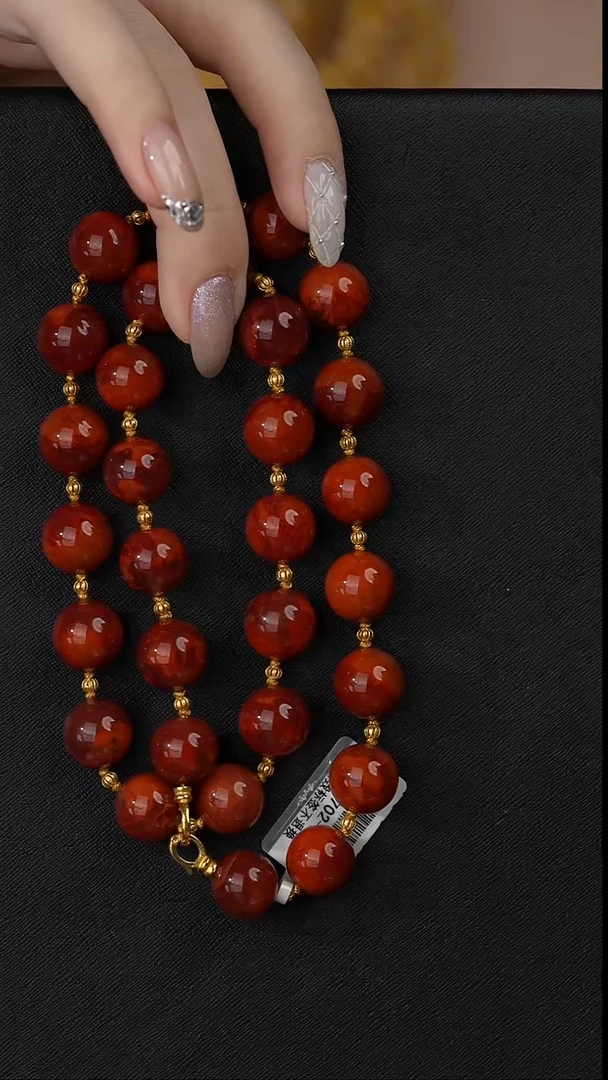 【闪购商品】南红玛瑙项链18K金镶嵌T05（多样性发一件）12mm+