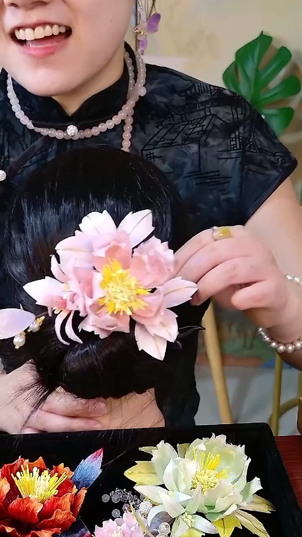 织绣非遗纯手工绒花