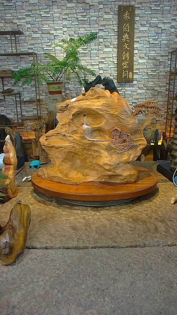 木香樟木山水摆件