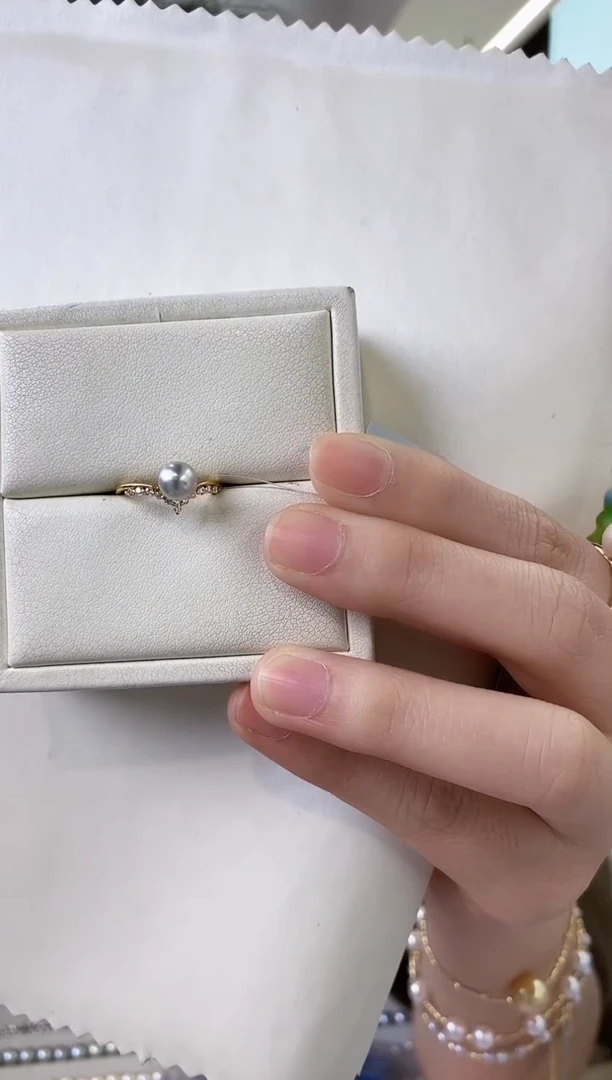 【闪购商品】海水珍珠戒指18K金镶嵌keshi海水珍珠戒指