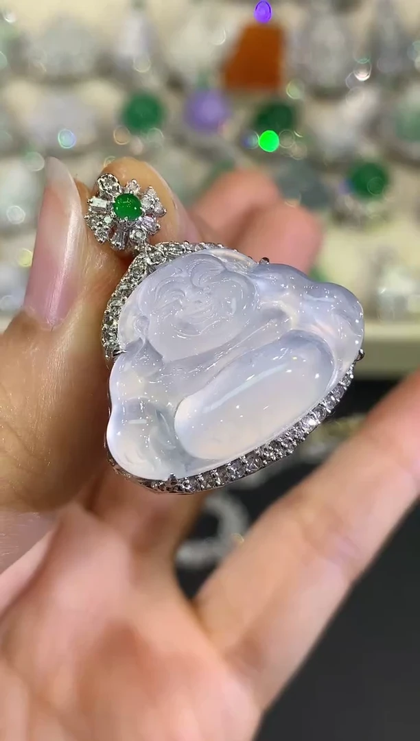 吊坠(不含链)18K金镶嵌翡翠B207