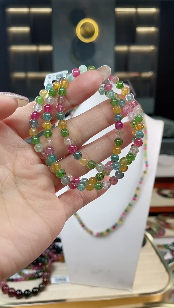 未镶嵌老矿碧玺三圈手串5mm+碧玺多样性发一条 T