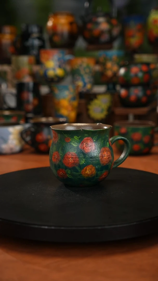 紫砂油画手绘釉下彩