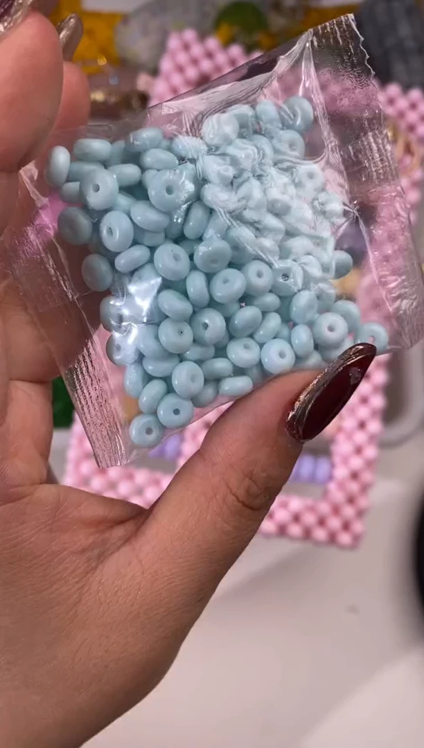 玻璃2141卡6算盘珠300颗瓷天蓝色