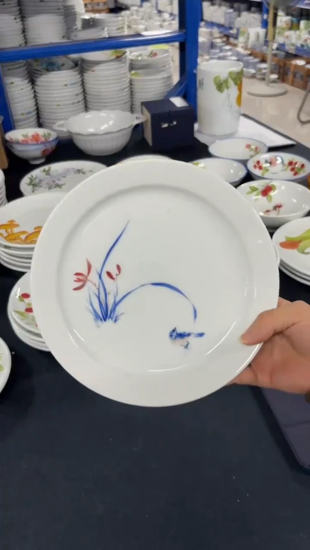 瓷片景德镇手绘釉中彩（食品级）平安盘
