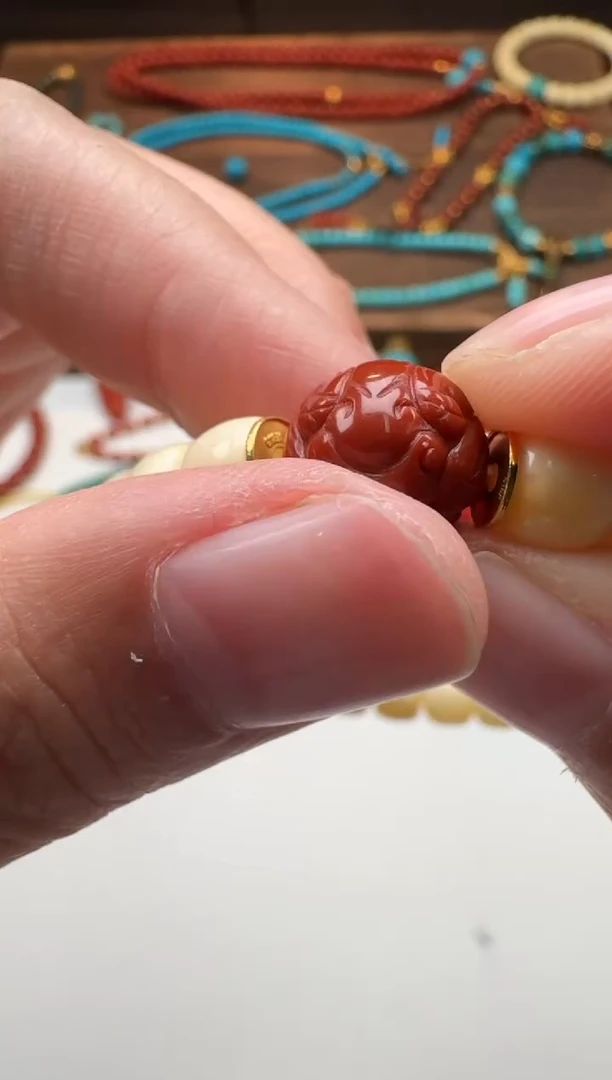 裸石蜜蜡18K金镶嵌黄*～手串手串