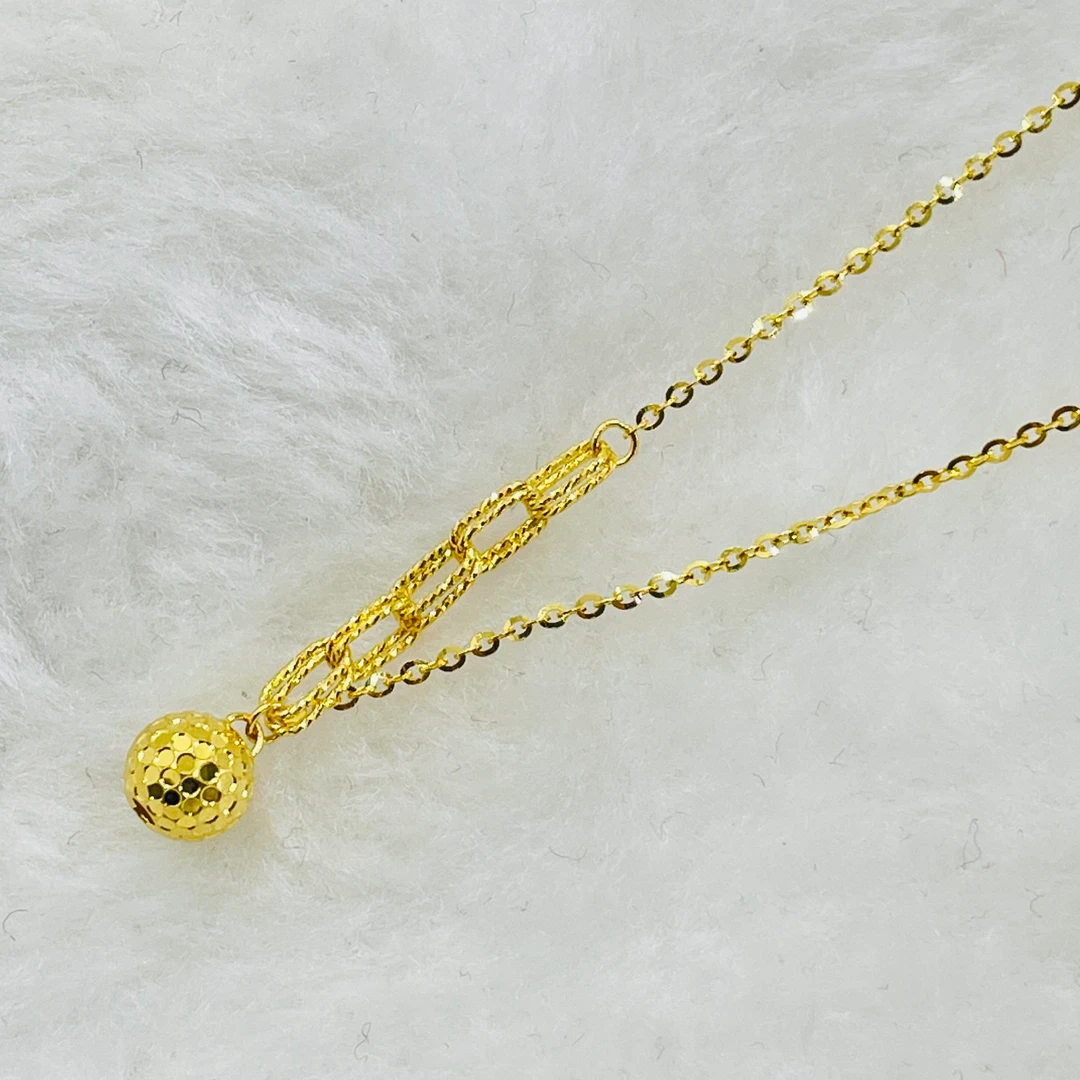 足金999环环鱼鳞球球套链 T