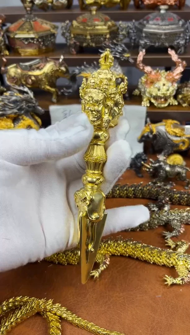 大号金刚杵黄铜摆件实心