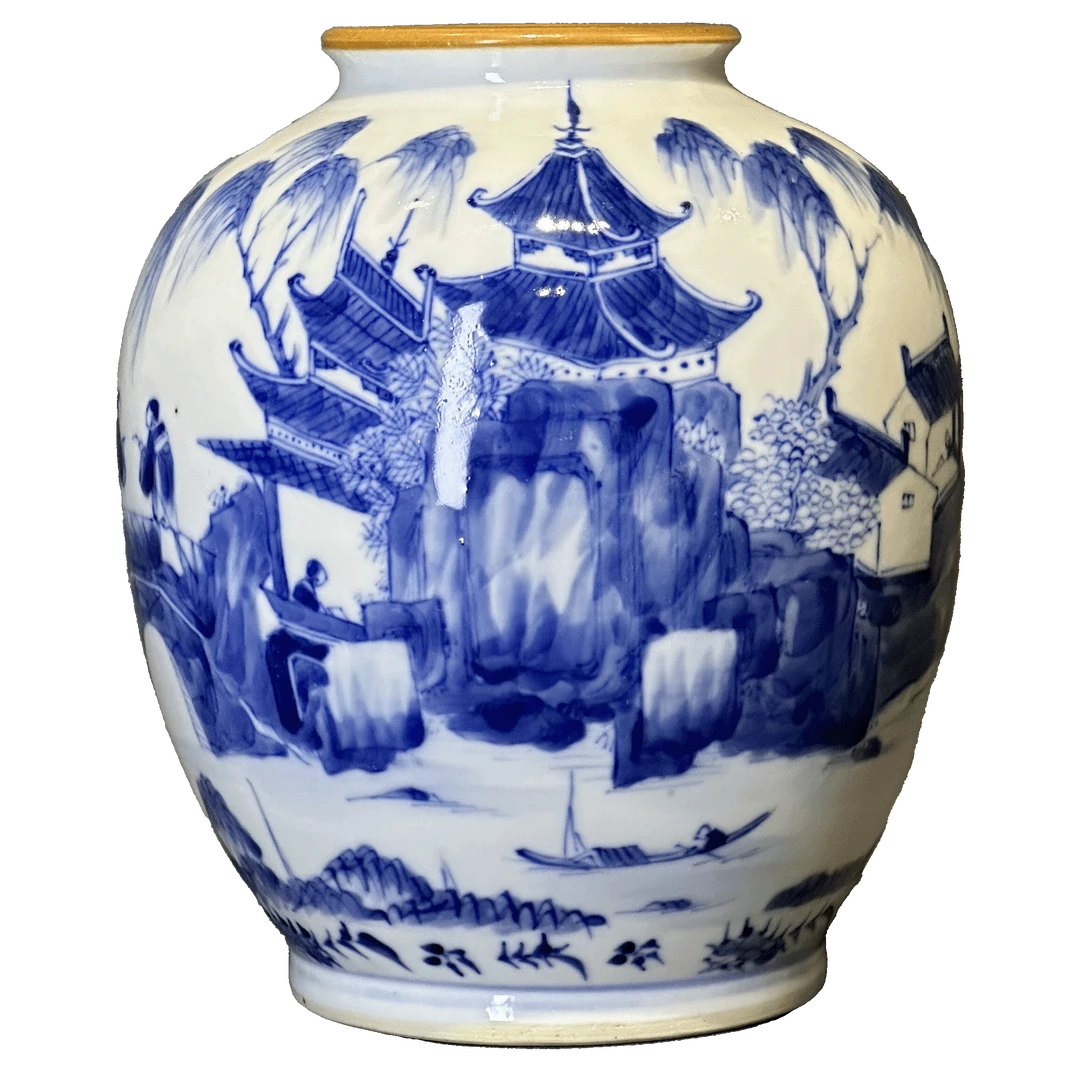 25051801y青花山水太白罐