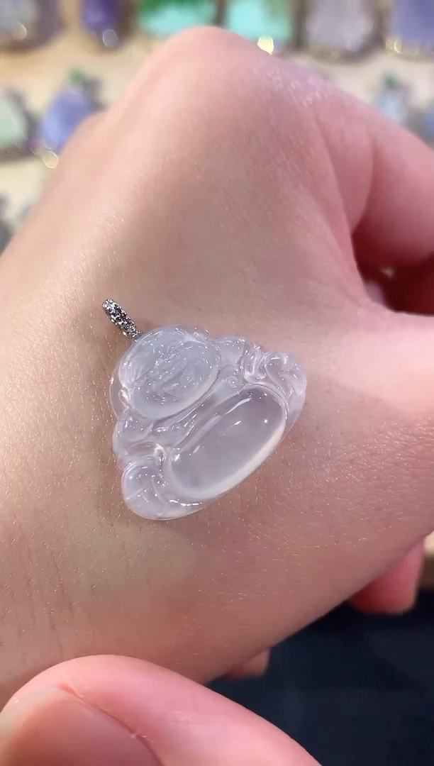 吊坠(不含链)18K金镶嵌翡翠冬日珠宝Q19