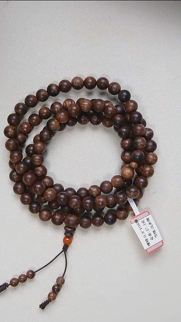 沉香手串08*108-37克越南老惠安红土沉水多圈